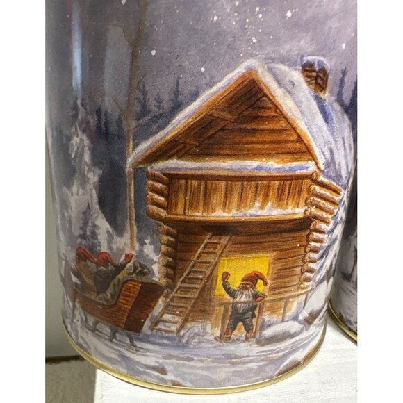 Winter Scene Decorative Nesting Tins With Lids Elfs Sleigh Cabin Set Of 3 - Picture 3 of 15